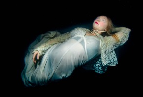 underwater model white dress