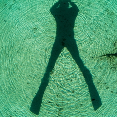 shadow on lake bottom