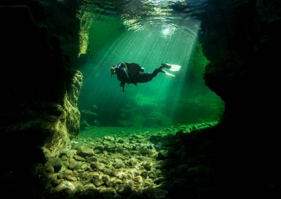 diver in heber river canyon
