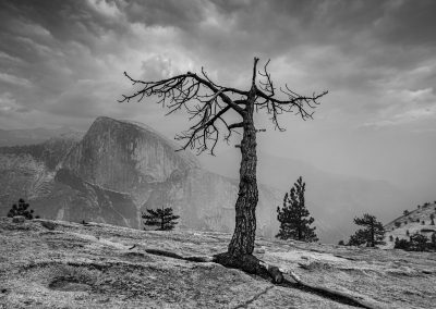 Moody skies over Half Dome in Yosemite National Park, California