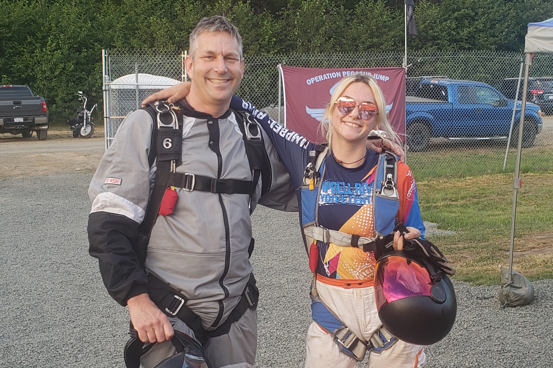 Eiko and Corina learning to skydive